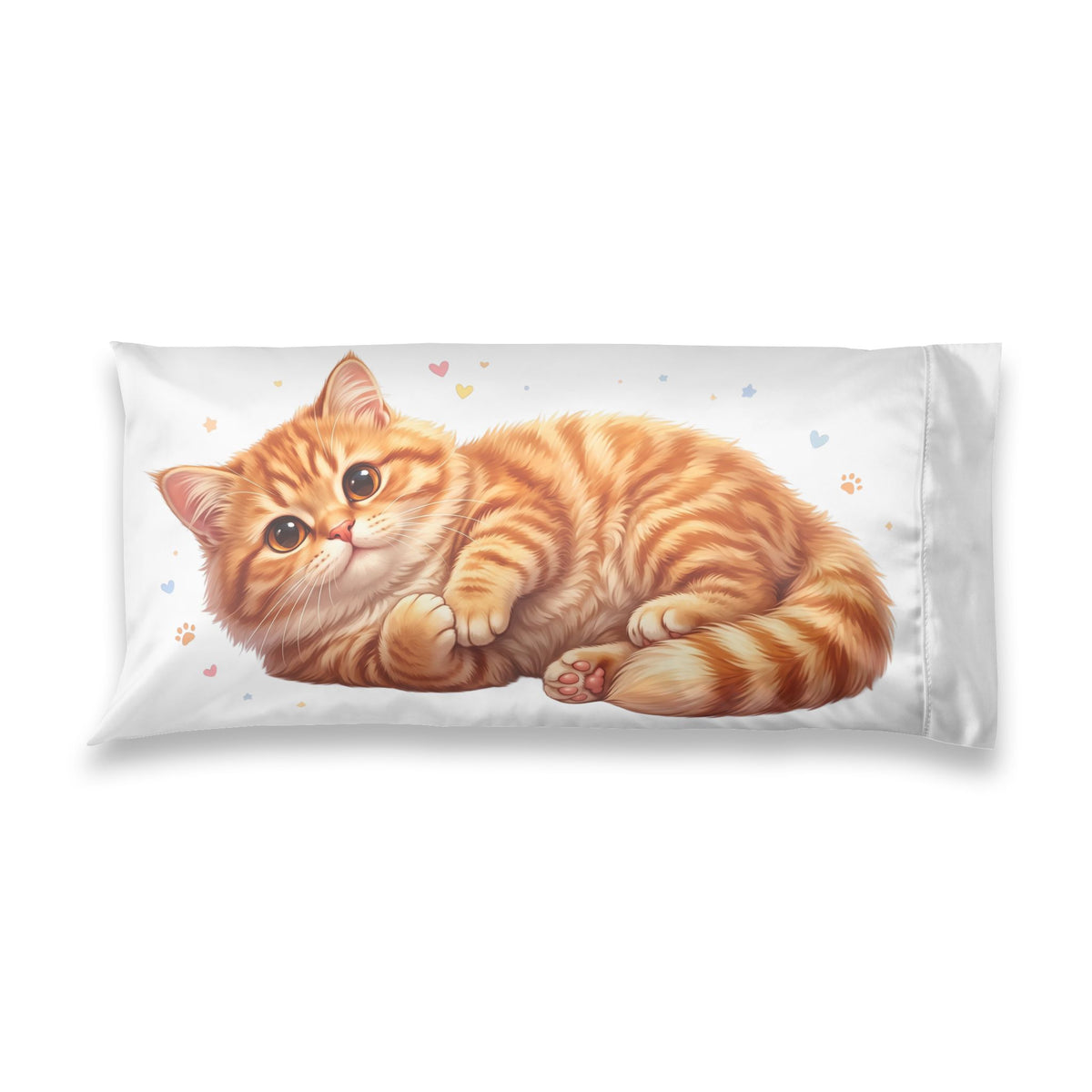 Cute Orange Tabby Cat Satin Pillowcase — Soft Decorative Cat Pillowcase