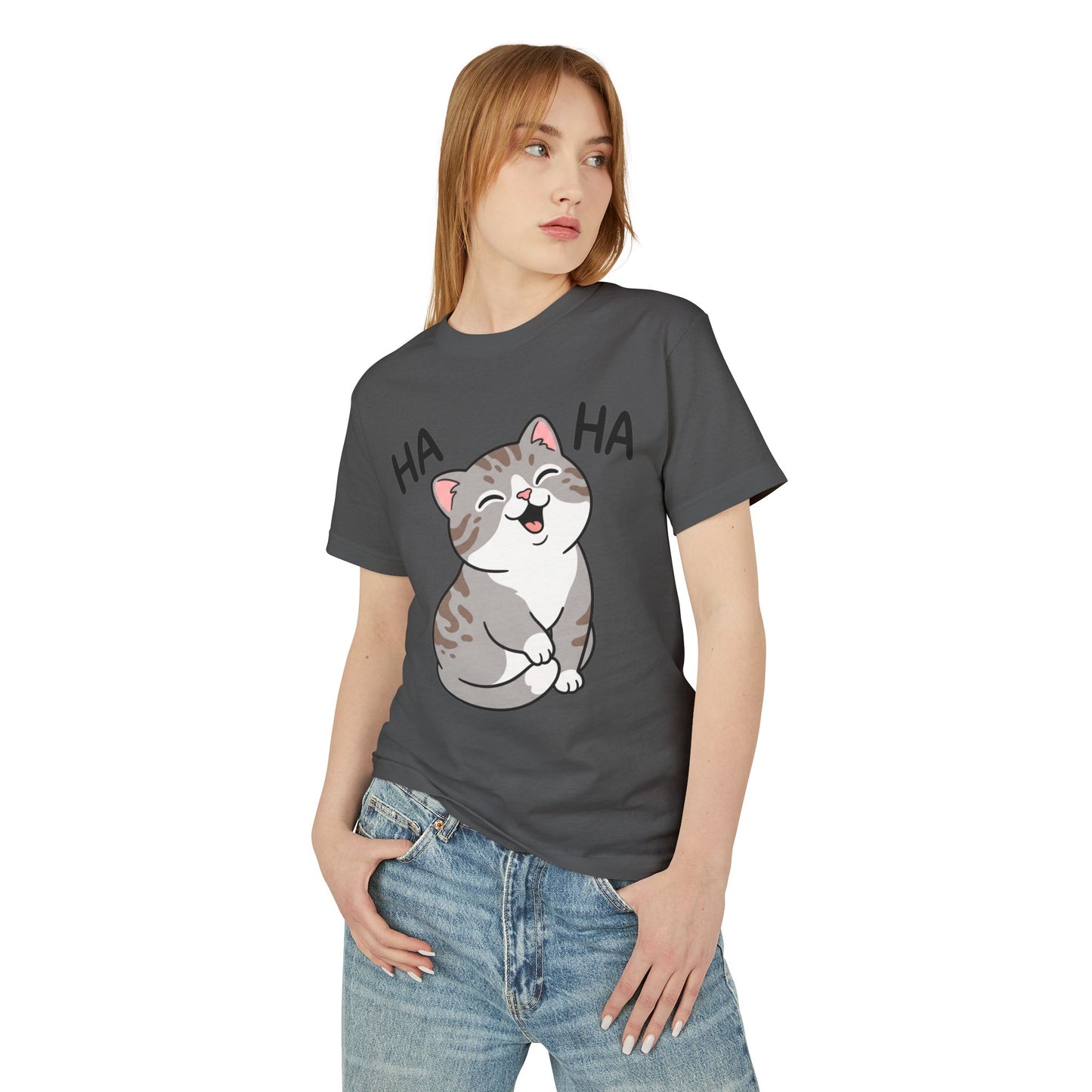 Laughing Cat T‑Shirt – Cute ‘HA HA’ Kitten Graphic Tee