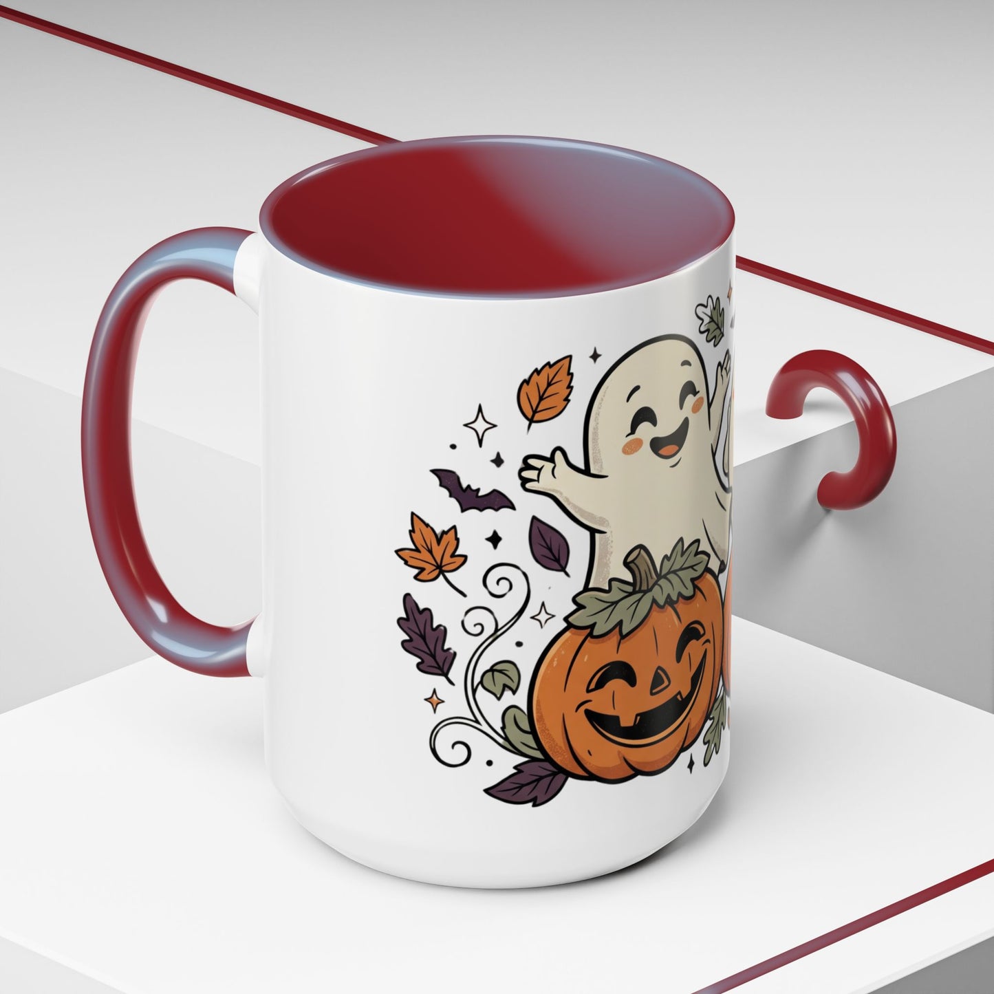 Halloween Ghosts & Pumpkins Coffee Mug — Cute Spooky Accent Mug (11/15oz)