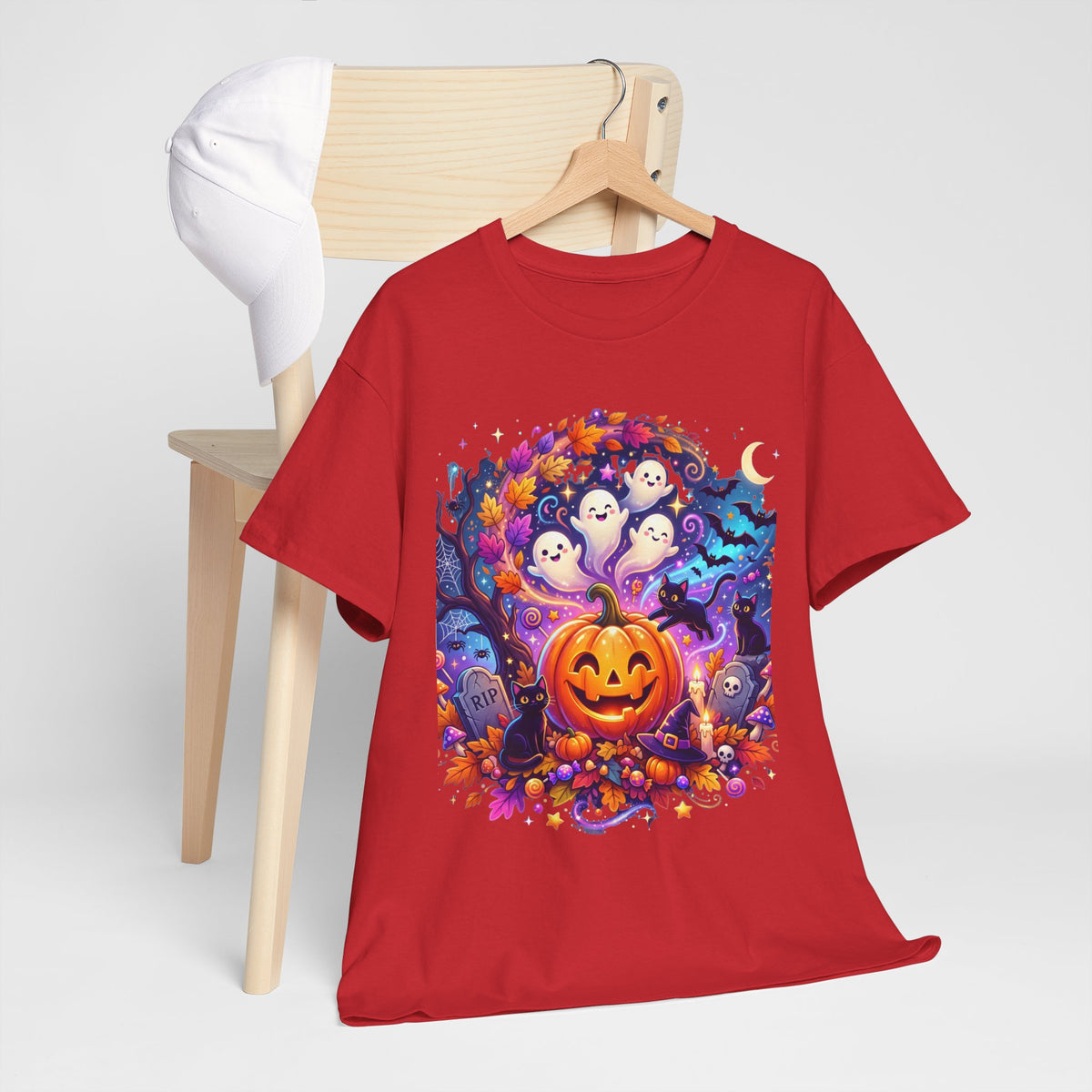 Halloween Pumpkin & Ghosts T-Shirt — Cute Spooky Jack-O'-Lantern Tee