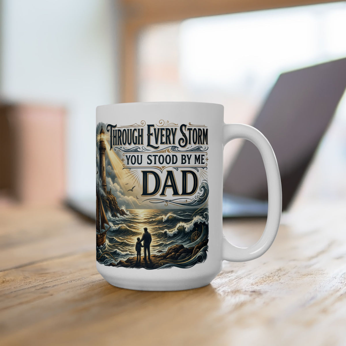 Vintage Lighthouse Sailboat Ceramic Mug