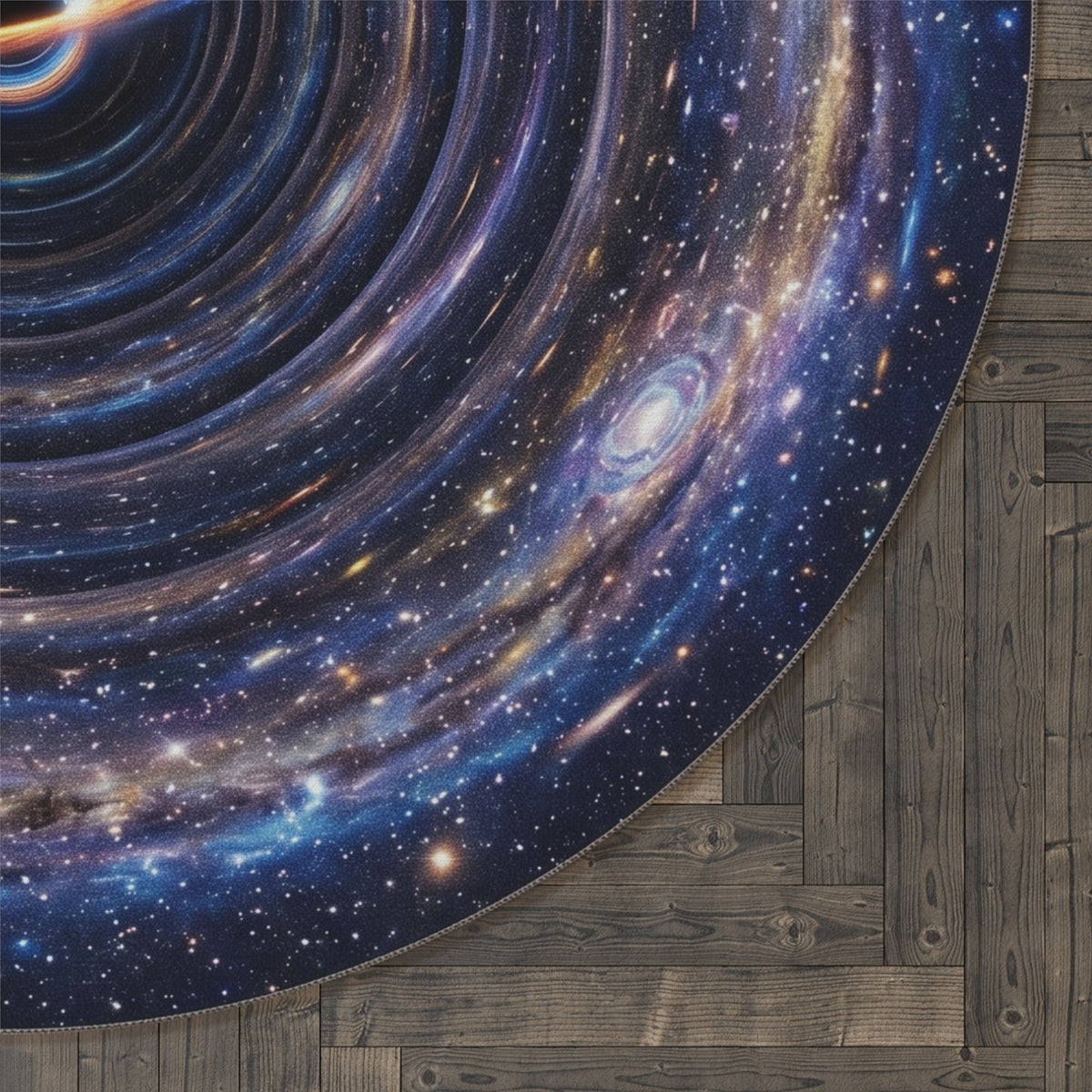 Galaxy Black Hole Round Rug — Cosmic Space Area Rug