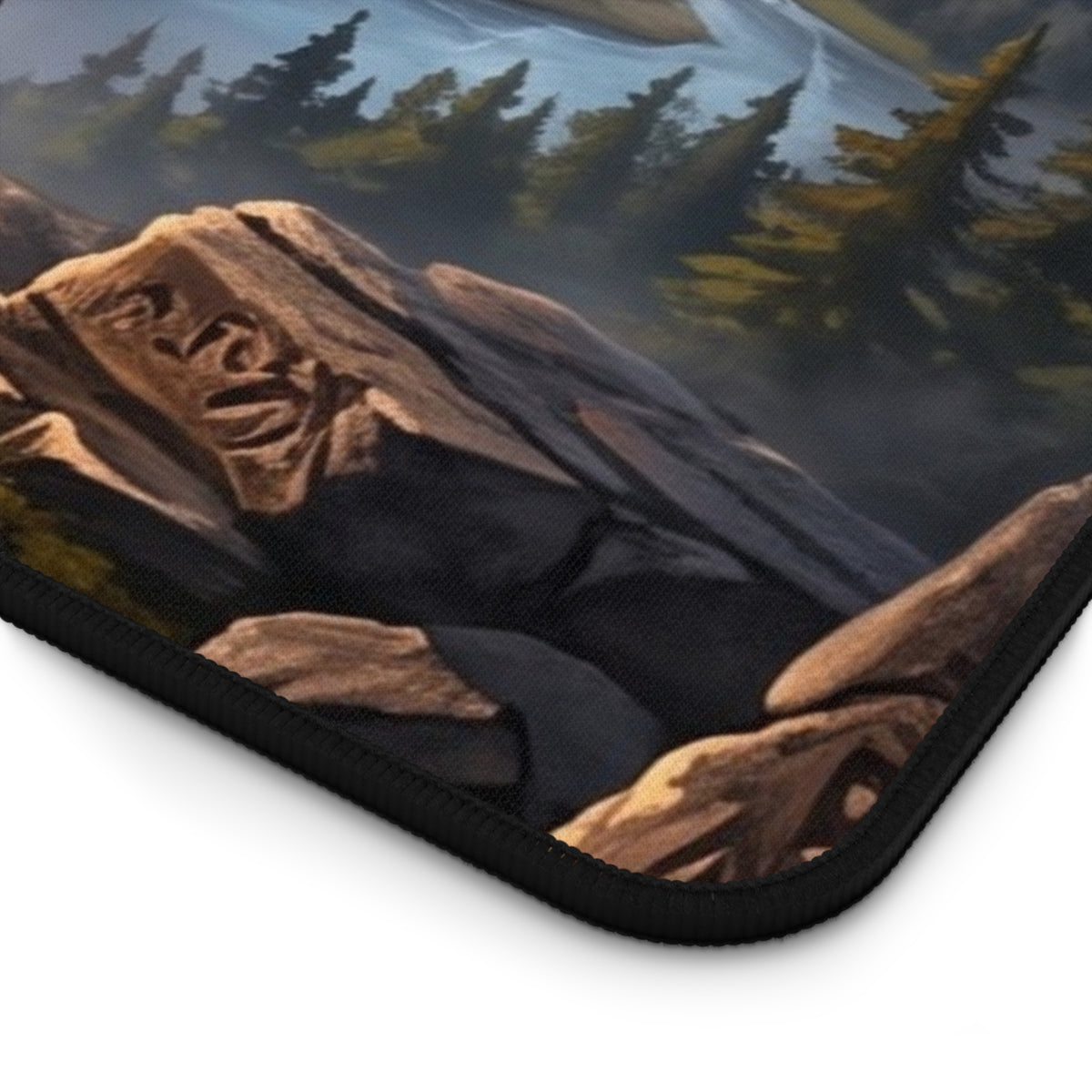 Epic Fantasy Warrior Desk Mat — Scenic Sword & Mountain Gaming Mouse Pad