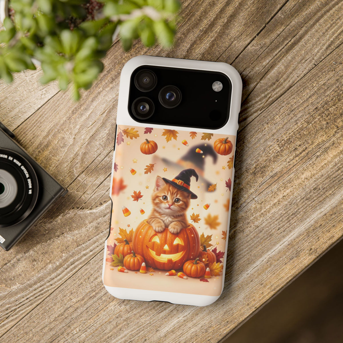 Halloween Kitty Pumpkin Phone Case — Magnetic Impact-Resistant
