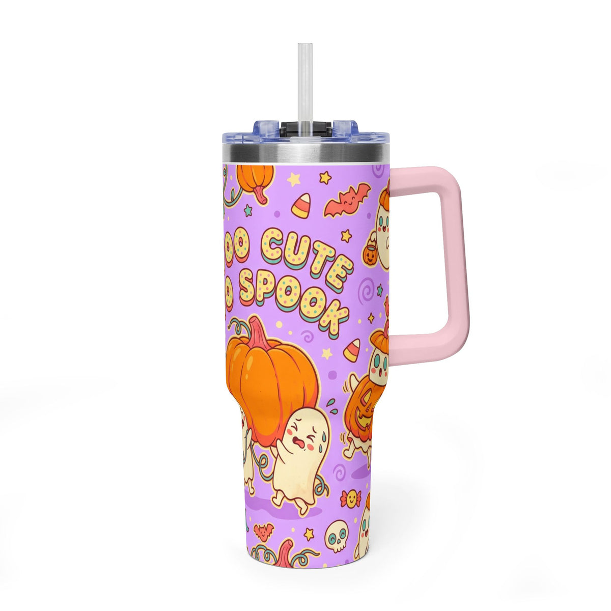 Too Cute to Spook Halloween Pumpkin Ghost 40oz Tumbler