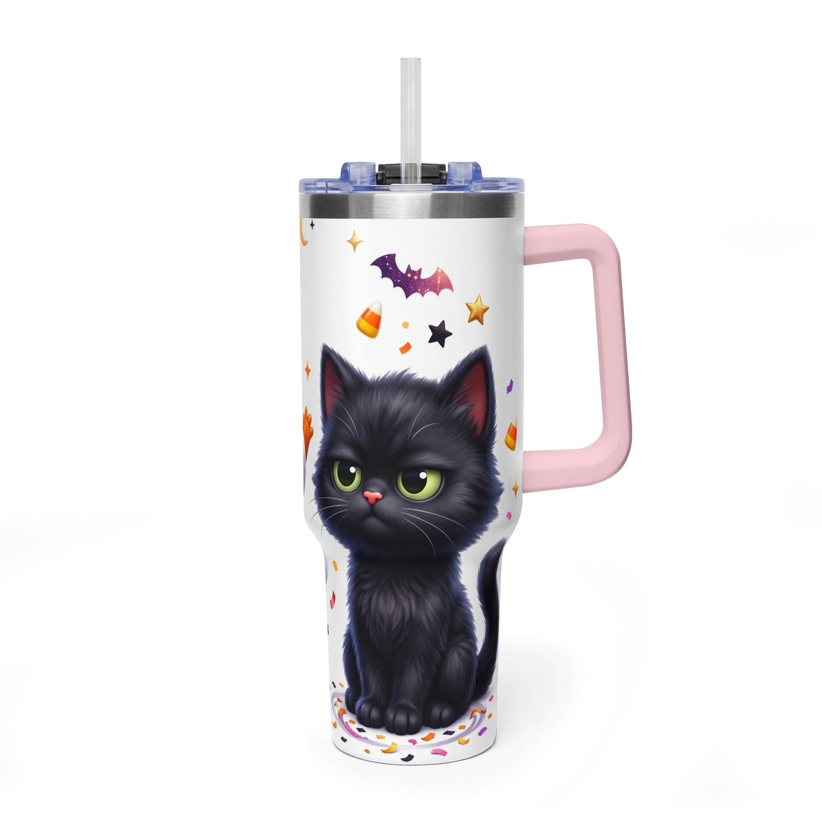 40oz Halloween Ghost and Black Cat Vacuum Thermal Tumbler
