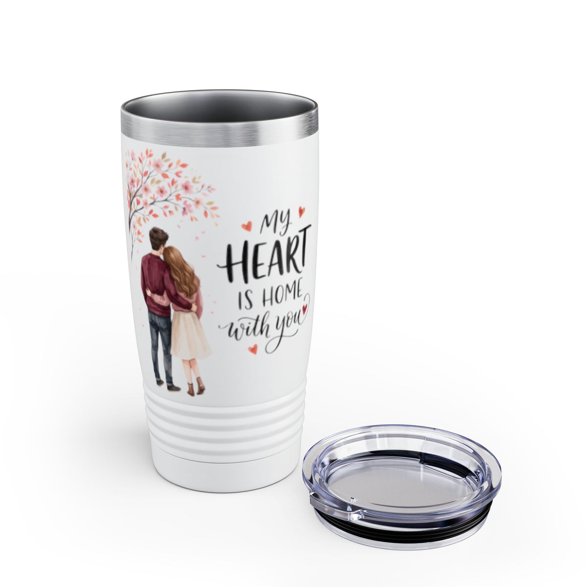 20oz Tumbler – “My Heart Is Home With You” Romantic Couple Design