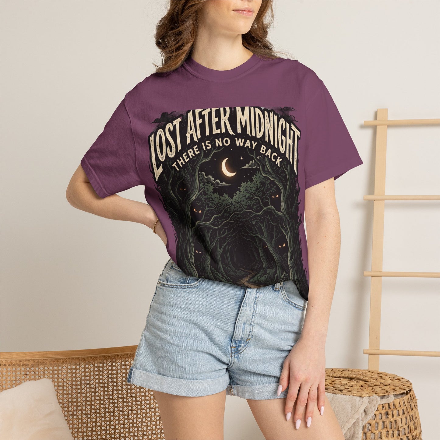 Lost After Midnight T-Shirt — 'There Is No Way Back' Moonlit Forest Tee