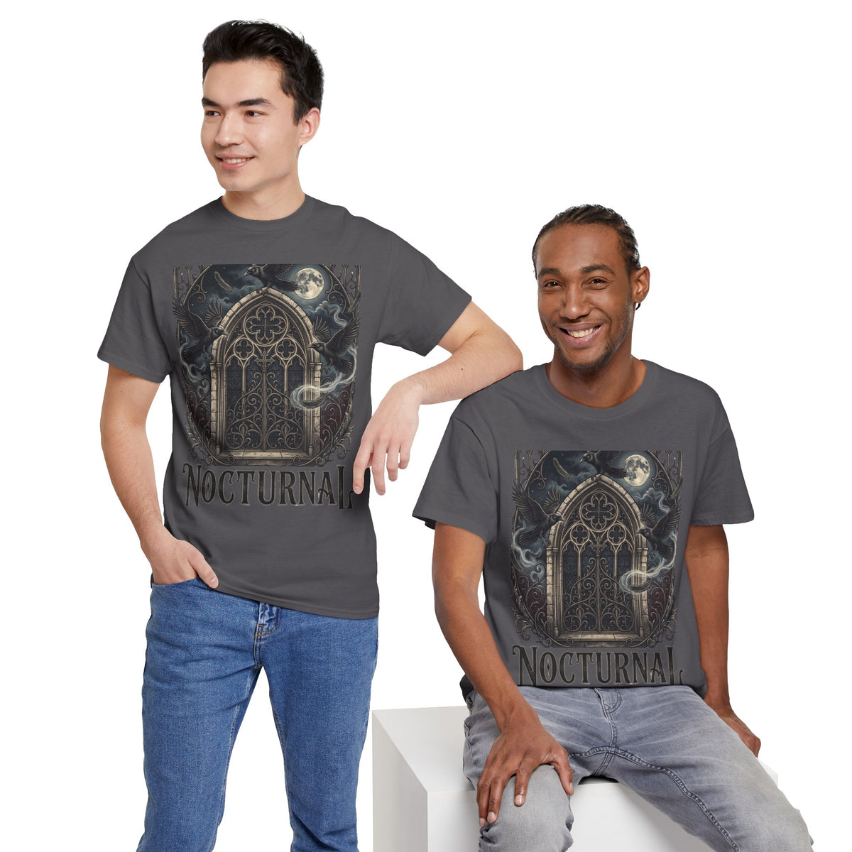 Nocturnal Gothic Tee — Moonlit Cathedral Night Owl Graphic T-Shirt