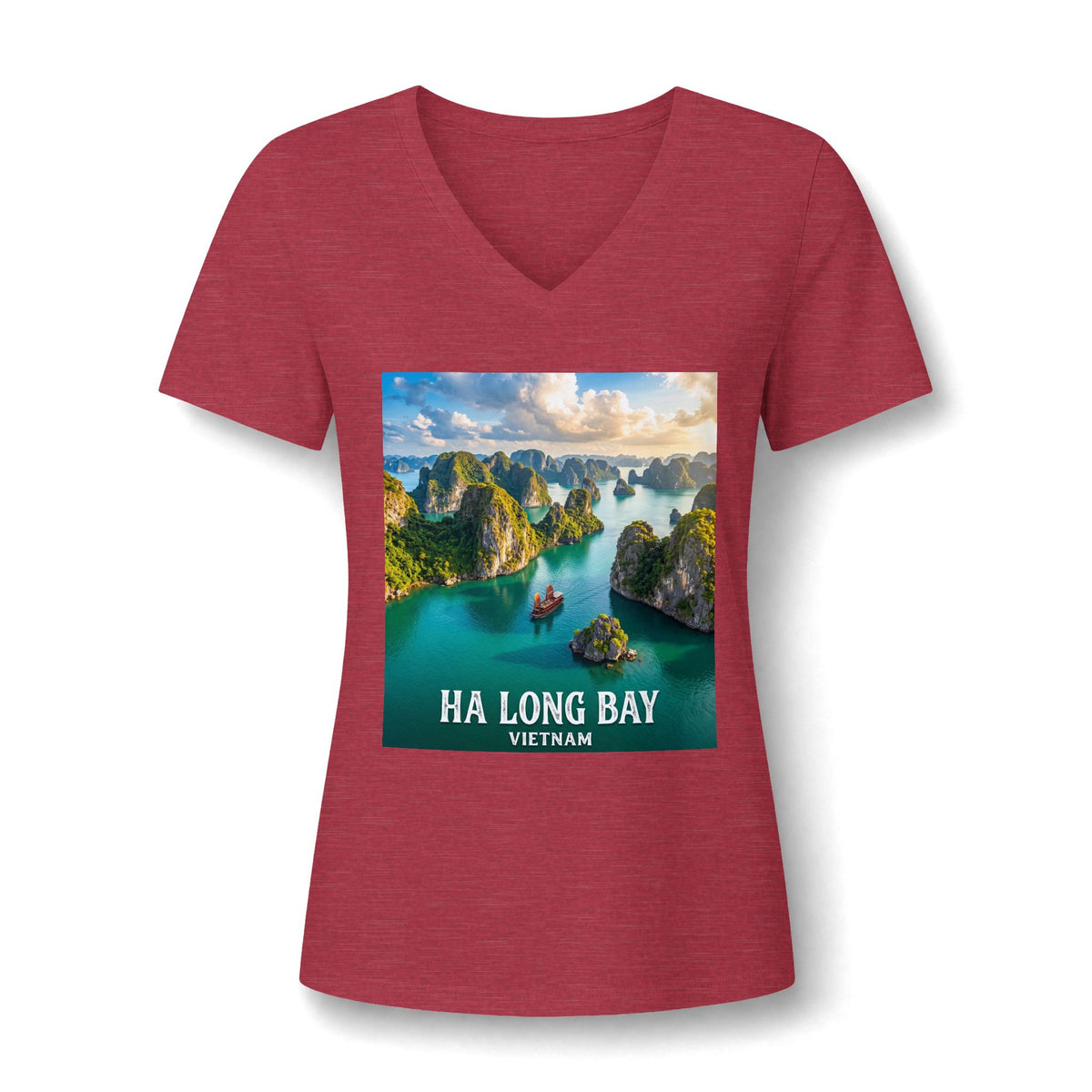 Ha Long Bay Vietnam V-Neck Tee – Scenic Travel Souvenir Tee