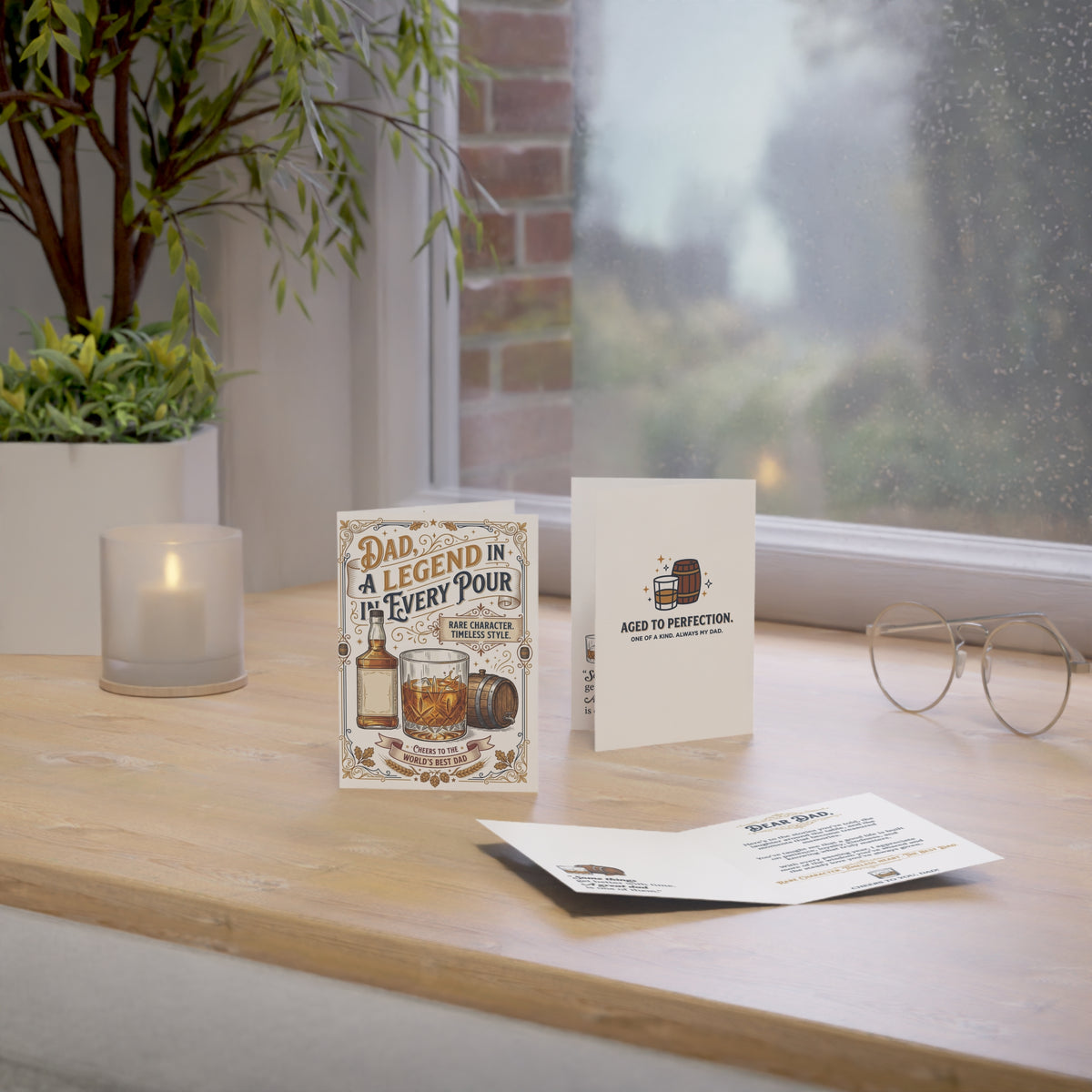Dad “Aged to Perfection” Whiskey-Themed Greeting Card