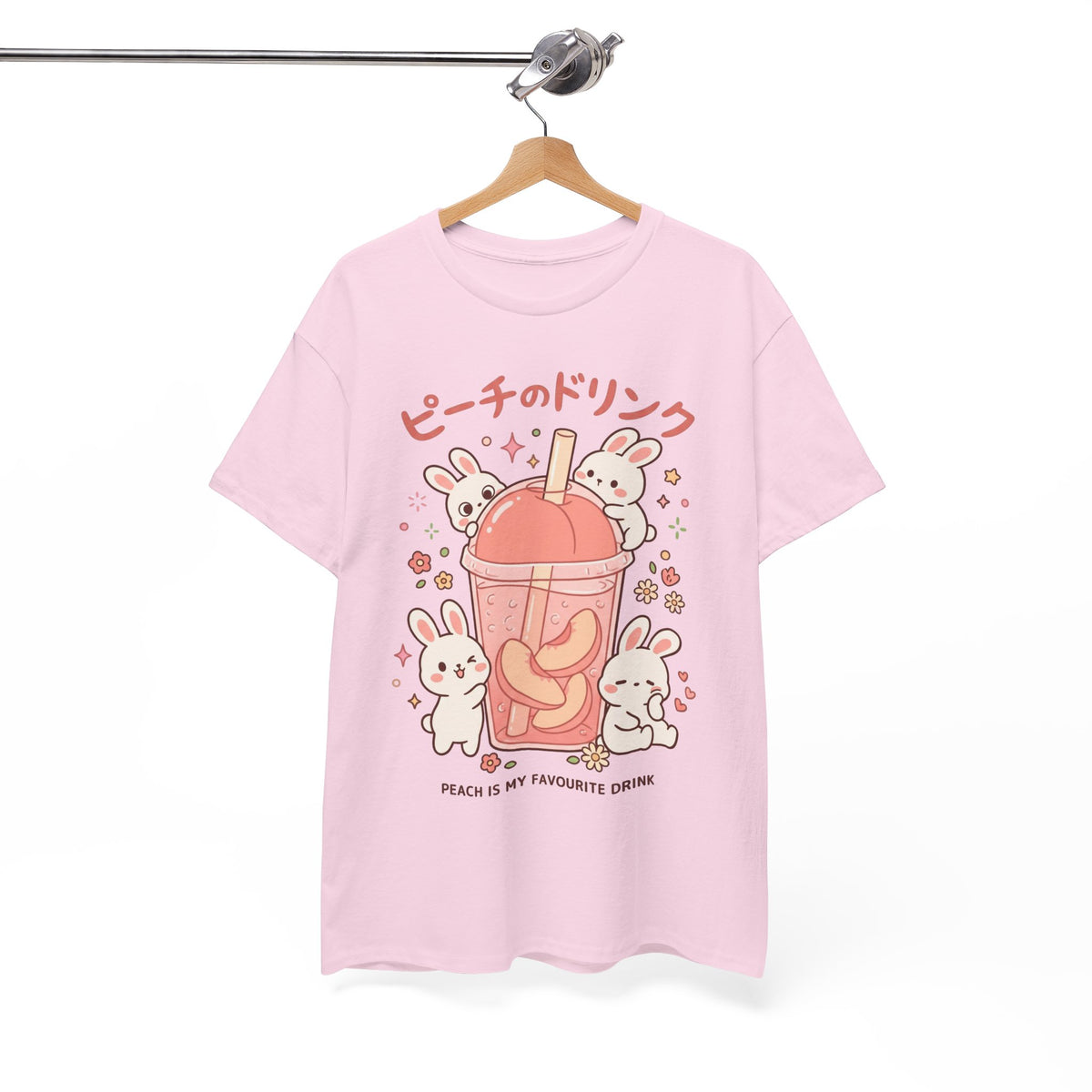 Peach Drink Cute Bunny T-Shirt