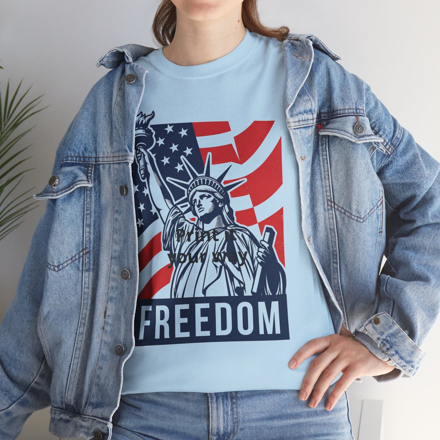 Freedom Statue T-Shirt — Patriotic USA Flag Tee (Statue of Liberty Design)