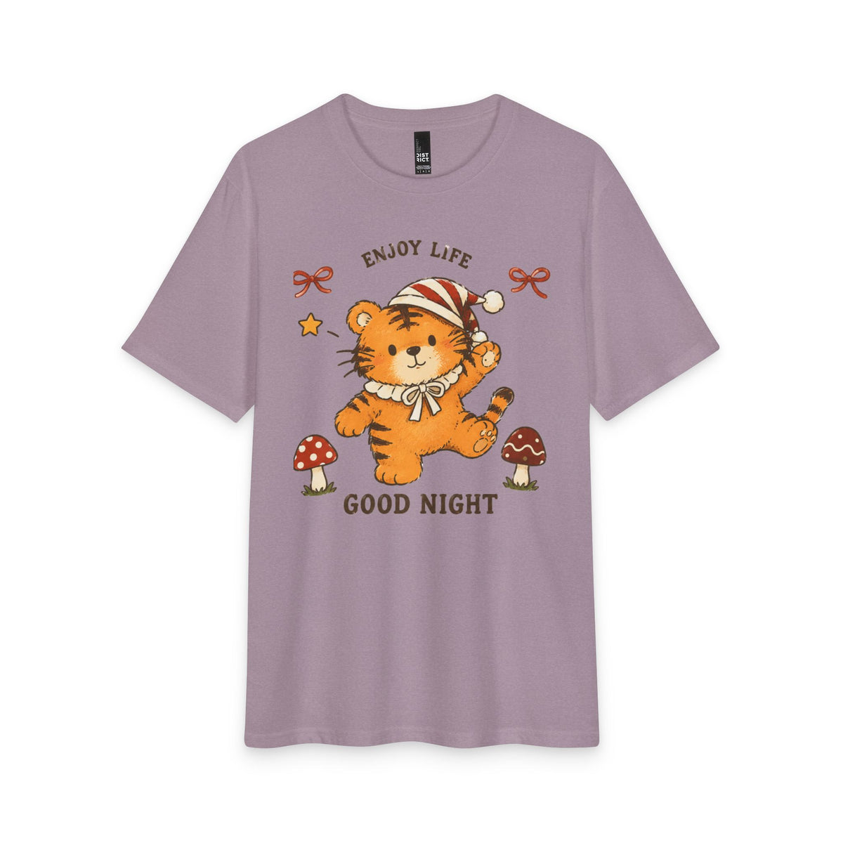 Cute Sleepy Tiger Tee – "Enjoy Life, Good Night" Graphic T-Shirt