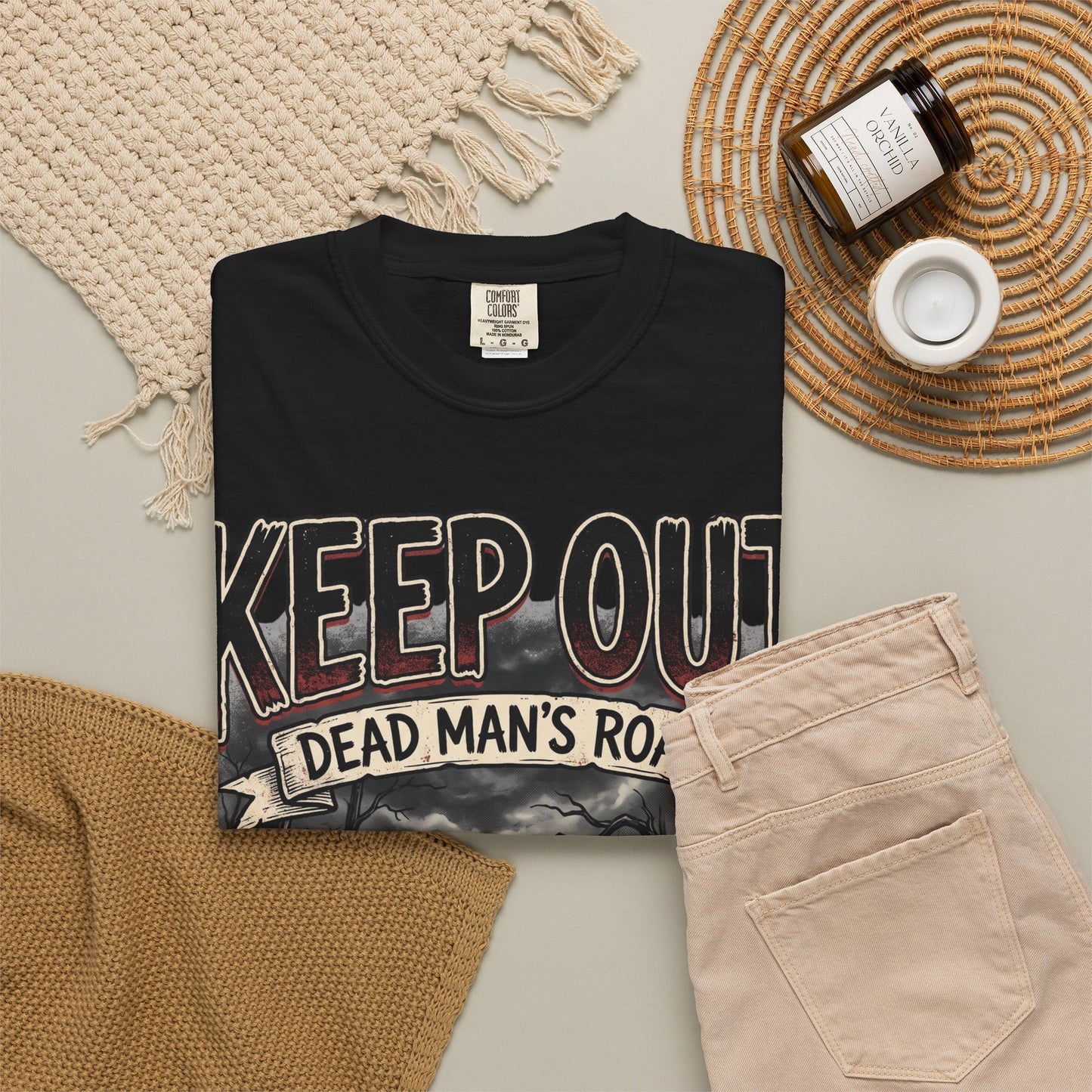 Keep Out "Dead Man's Road" T-Shirt — Spooky Haunted Road Graphic Tee