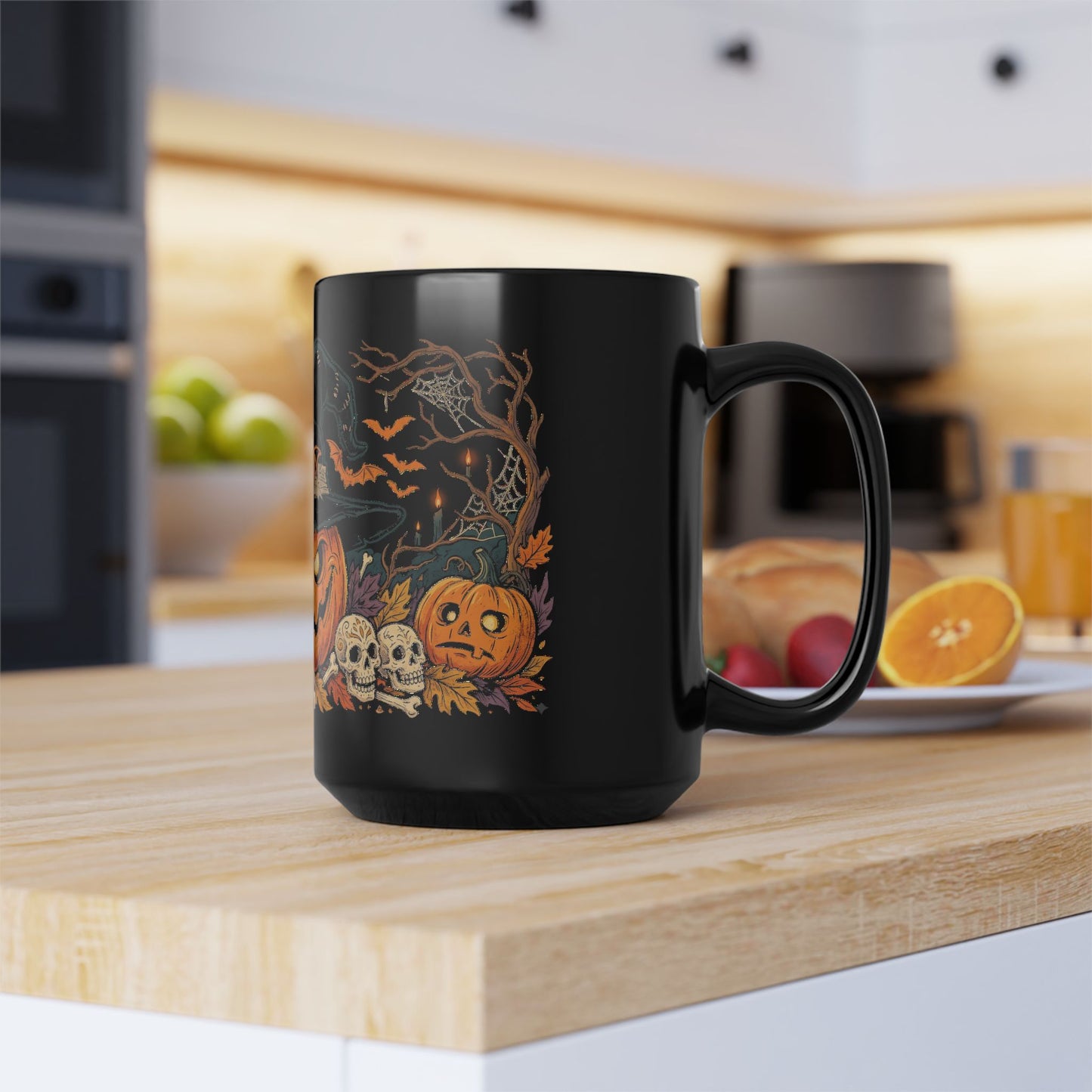 Halloween Pumpkin Witch Black Mug – Spooky Jack-O'-Lantern Coffee Cup (11oz/15oz)