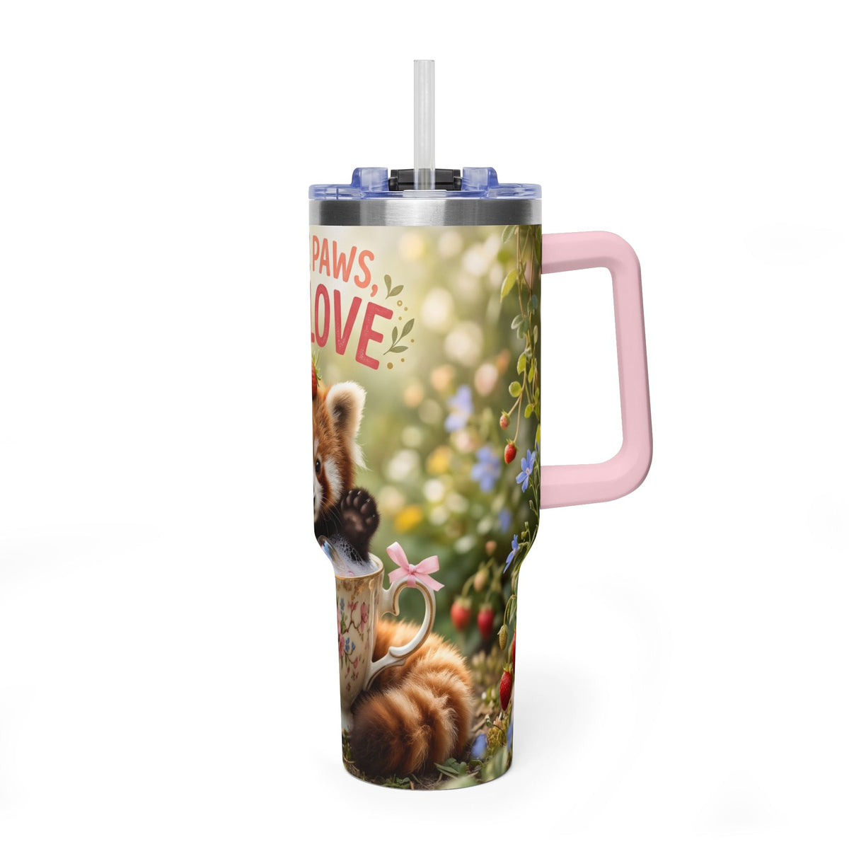Little Paws Big Love Red Panda 40oz Vacuum Thermal Tumbler