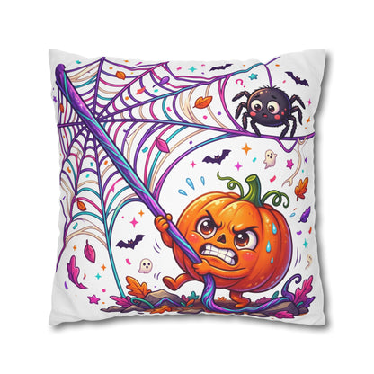 Halloween Pumpkin & Spider Decorative Pillowcase — Cute Spooky Fall Accent