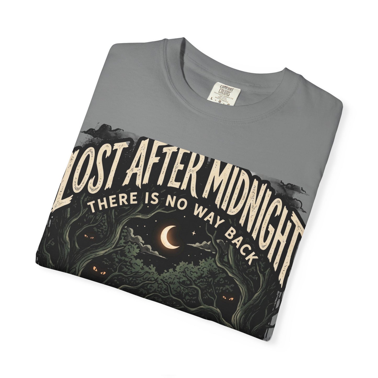 Lost After Midnight T-Shirt — 'There Is No Way Back' Moonlit Forest Tee