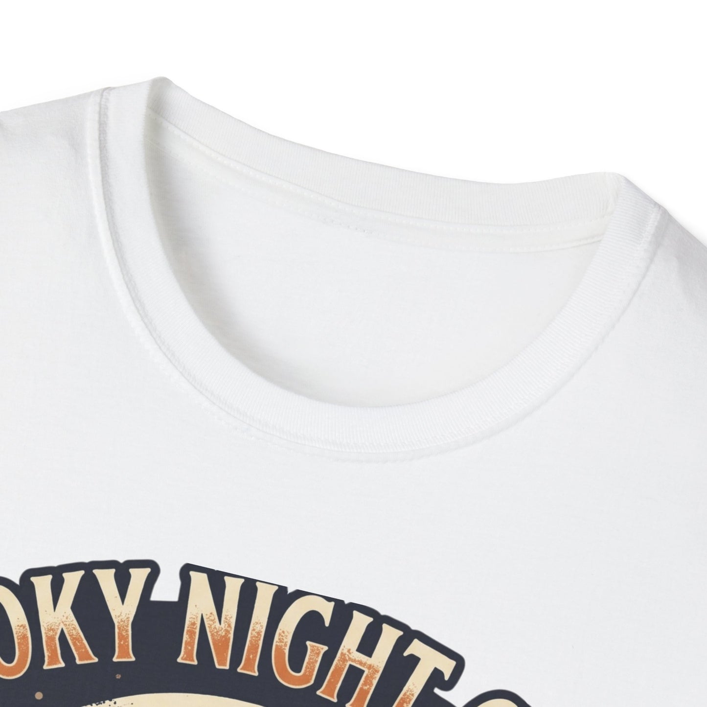 Spooky Night Crew T-Shirt — Vintage Halloween Moon & Skeleton Graphic
