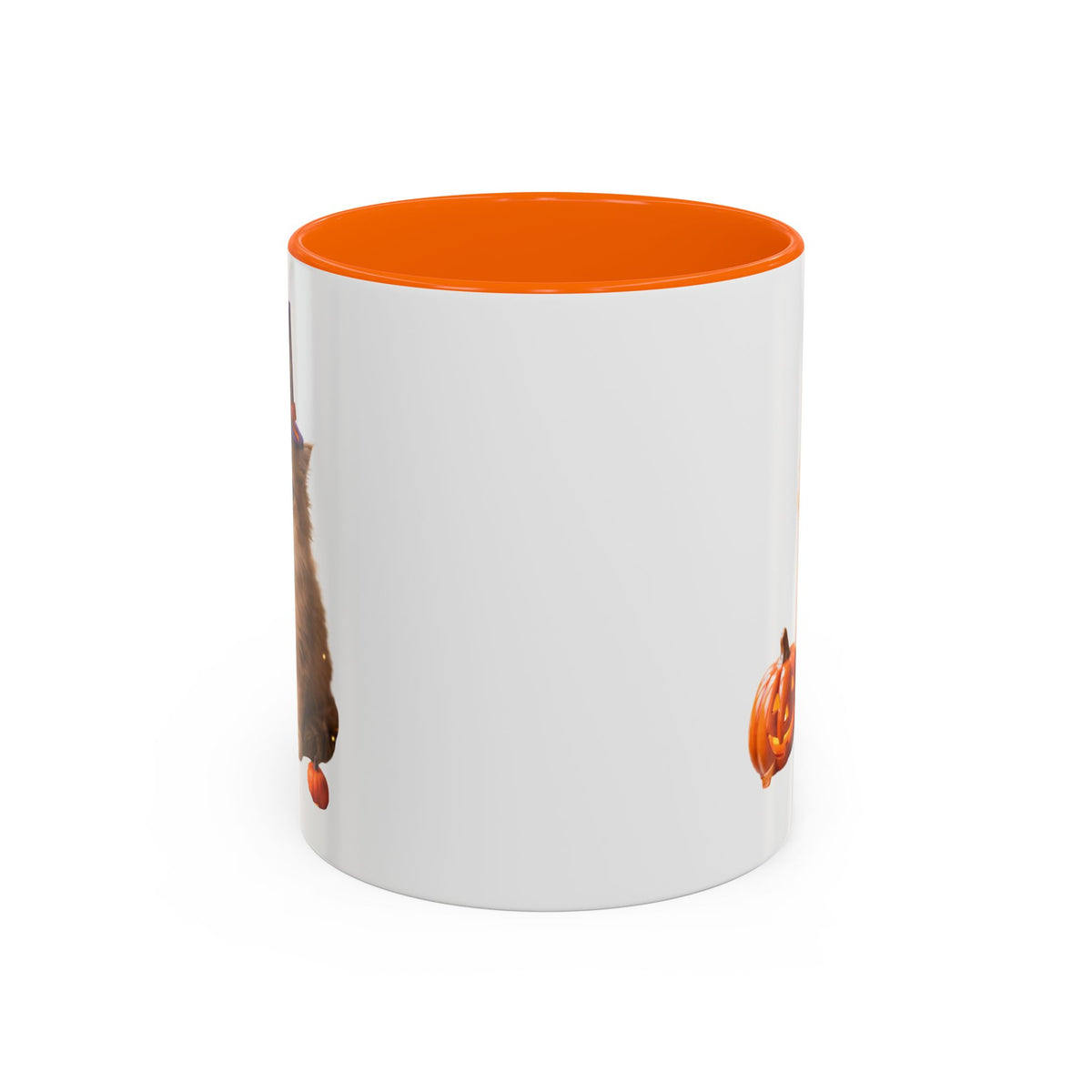 Halloween Cat Coffee Mug with Witch Hat and Pumpkin