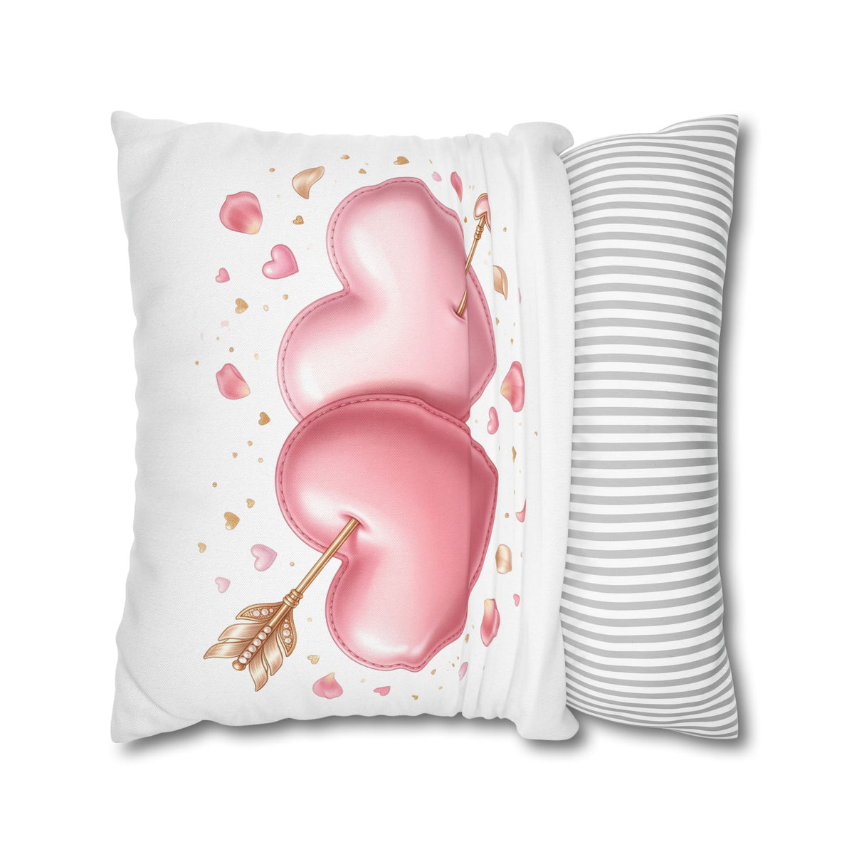 Valentine Pink Double Heart Arrow Decorative Pillowcase