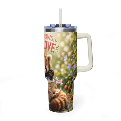 Little Paws Big Love Red Panda 40oz Vacuum Thermal Tumbler
