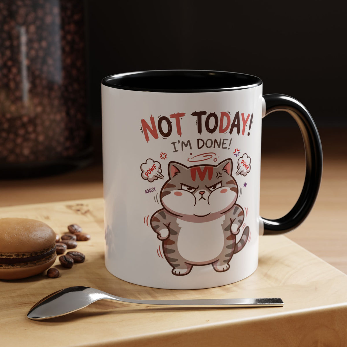 Funny Cat Mug - "Not Today! I'm Done" Accent Coffee Mug (11/15oz)