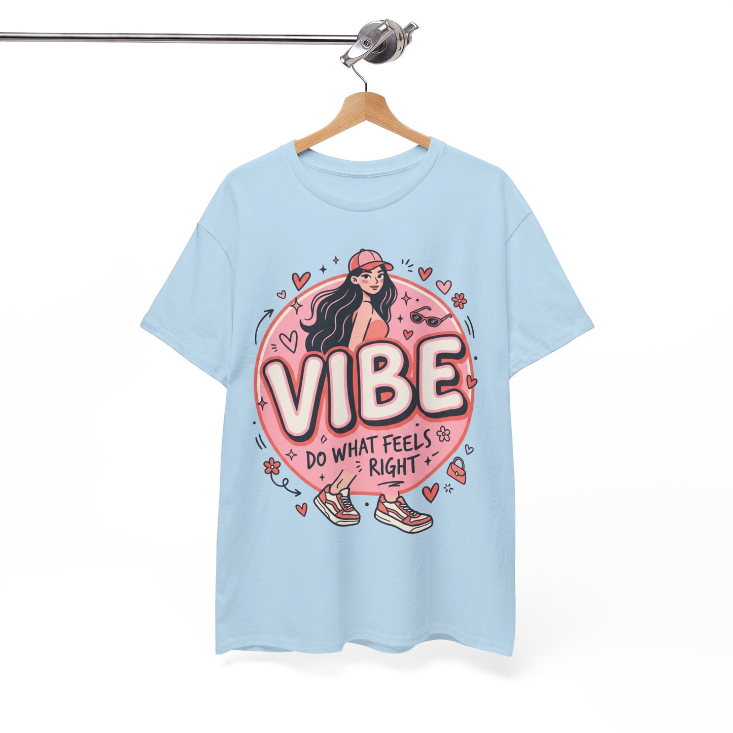 Vibe Girl Graphic Tee — “VIBE: Do What Feels Right” Cute Pink Streetwear T‑Shirt