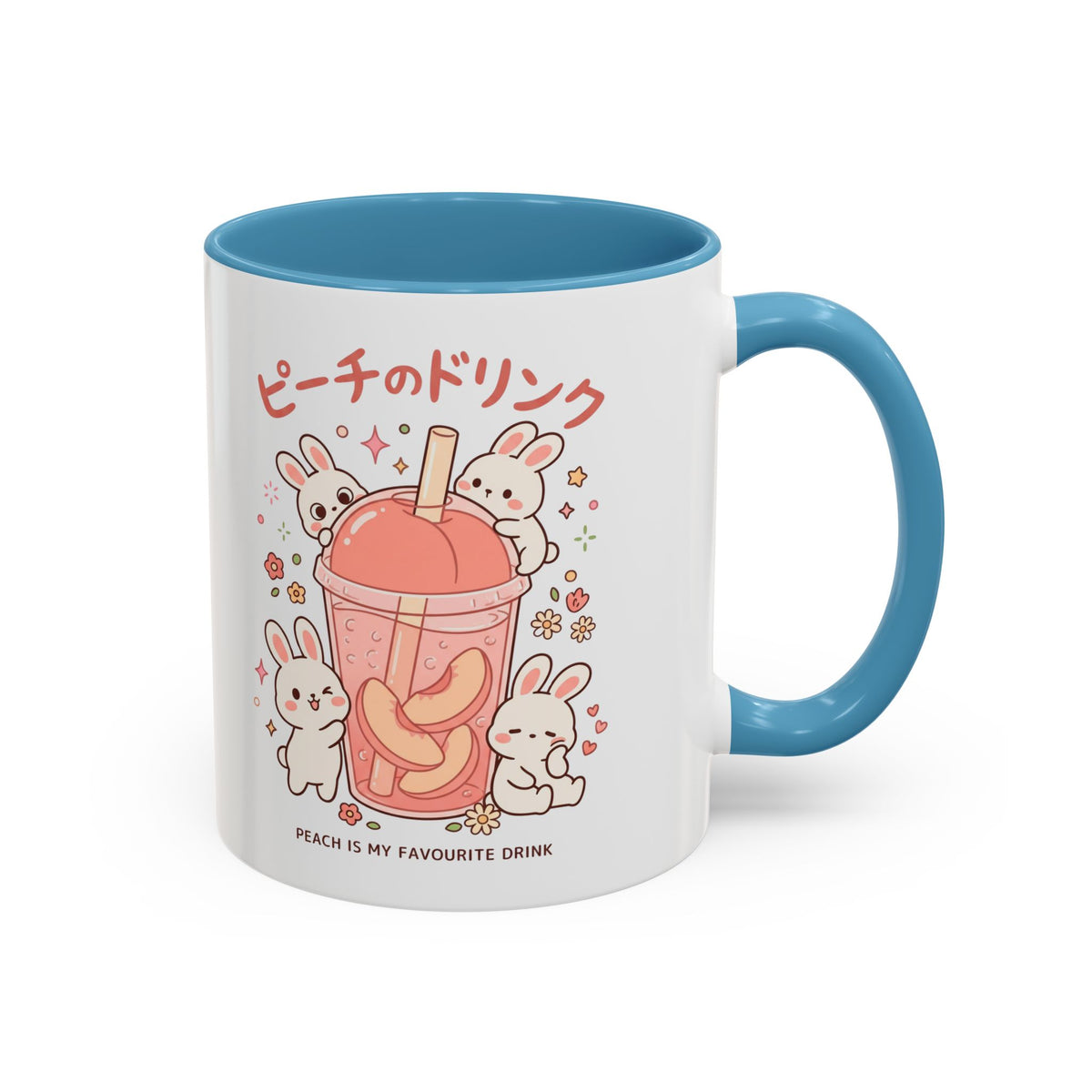 Peach Drink Bunny Mug — Cute Kawaii Coffee Tea Cup (11/15oz)