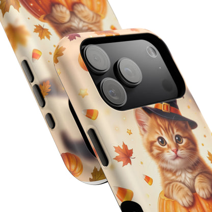 Halloween Kitten Pumpkin Phone Case — Magnetic Impact-Resistant
