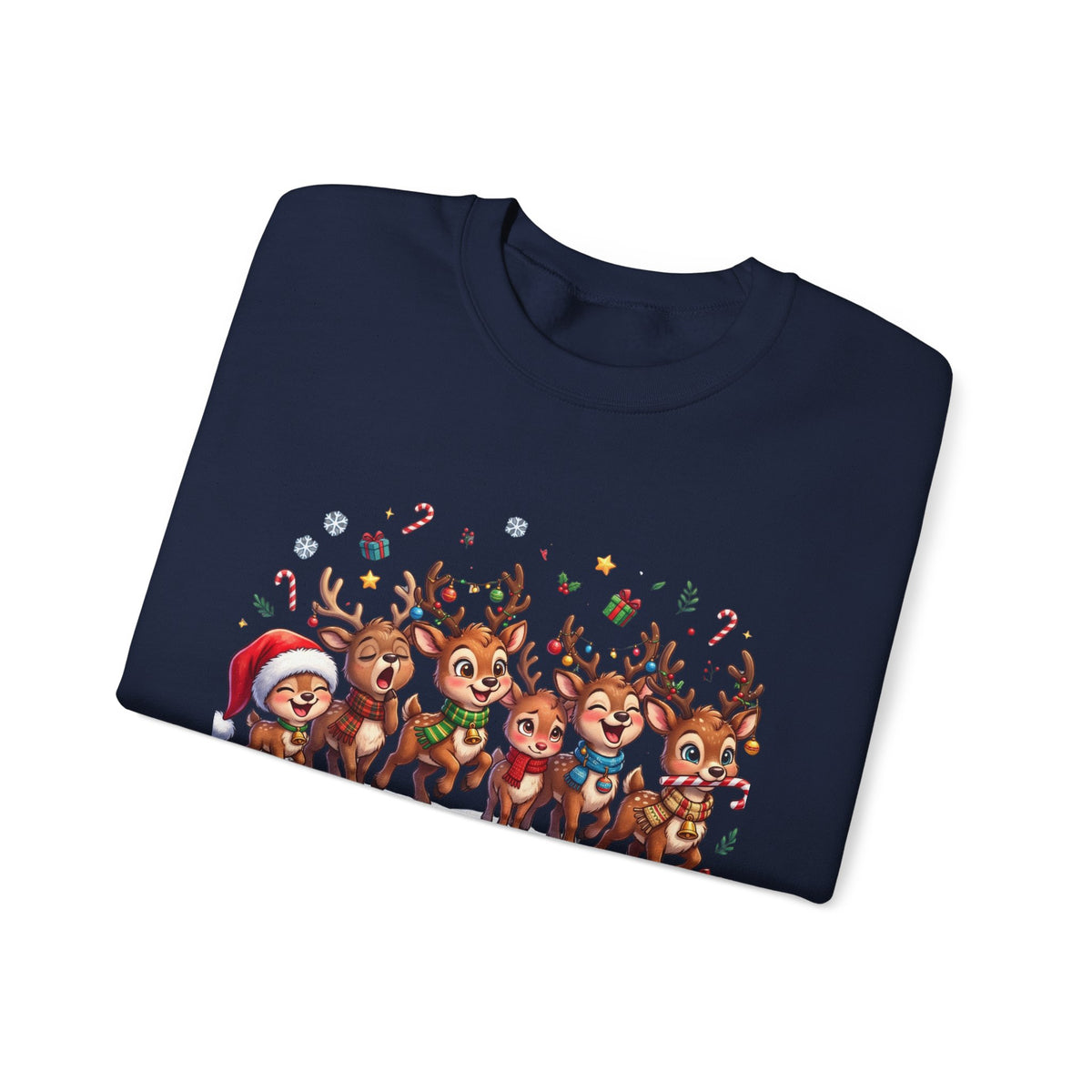 Christmas Reindeer Crewneck Sweatshirt — "Deerly Believed in Christmas" Holiday Pullover
