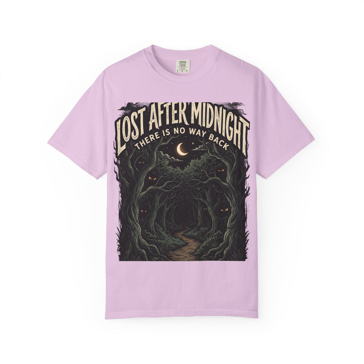 Lost After Midnight T-Shirt — 'There Is No Way Back' Moonlit Forest Tee