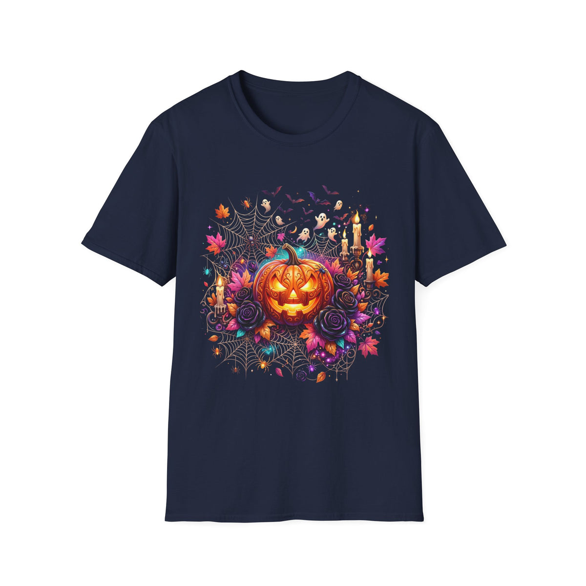 Jack-o'-Lantern Floral Halloween T-Shirt