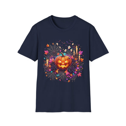 Jack-o'-Lantern Floral Halloween T-Shirt
