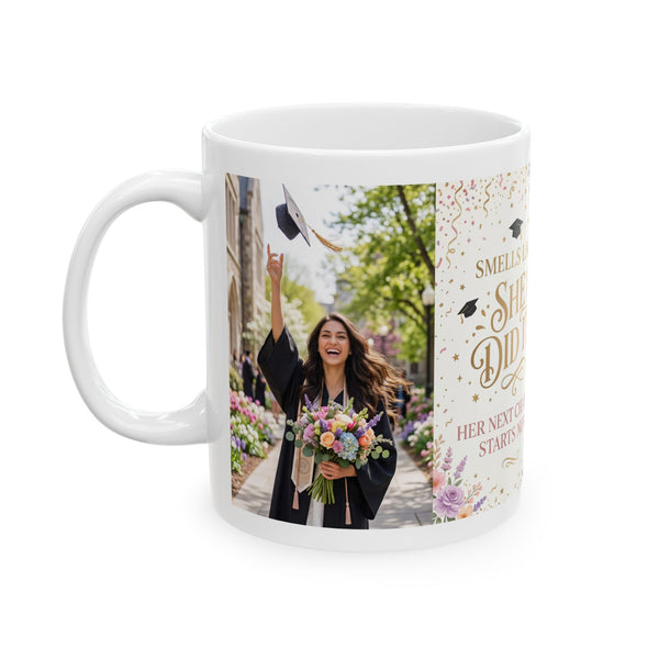 Graduation Photo Ceramic Mug – Congrats Grad Floral Quote (11oz & 15oz)