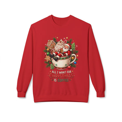 Christmas Coffee Sweatshirt — Santa in Cup Holiday Crewneck