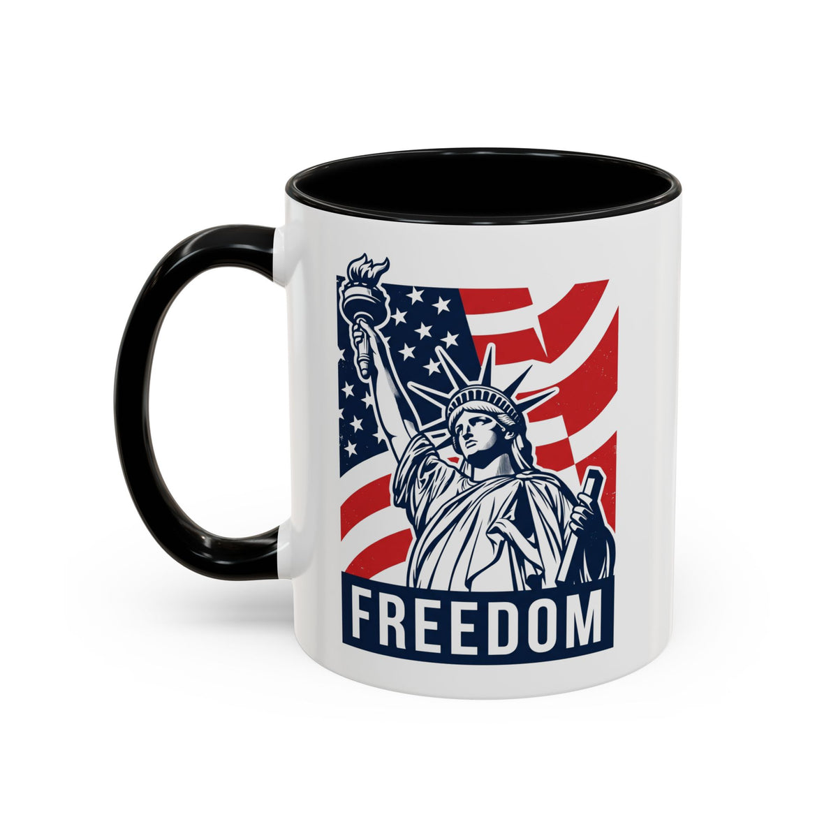 Freedom Statue Accent Coffee Mug — Patriotic Liberty 11/15oz