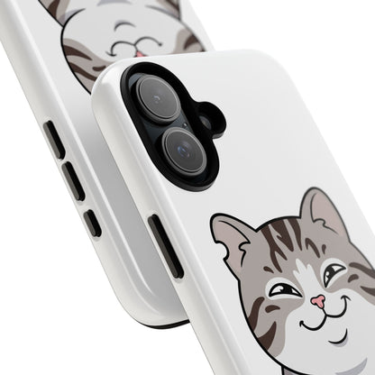 Cute Chubby Cat Phone Case — Protective Tough Case with Smiling Tabby Design