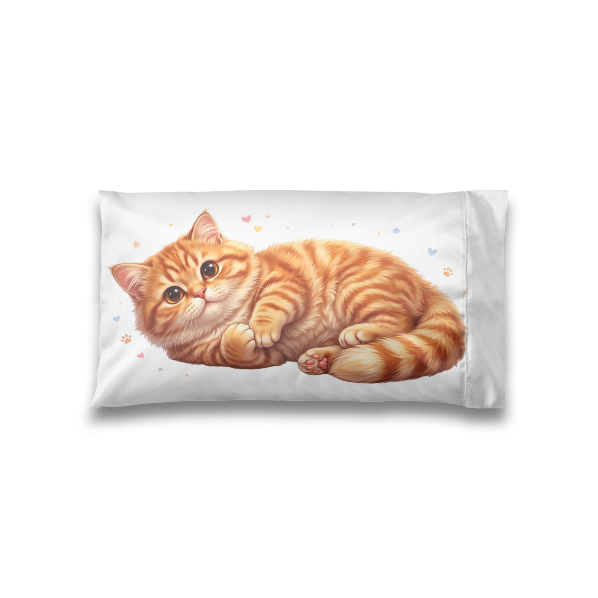Cute Orange Tabby Cat Satin Pillowcase — Soft Decorative Cat Pillowcase