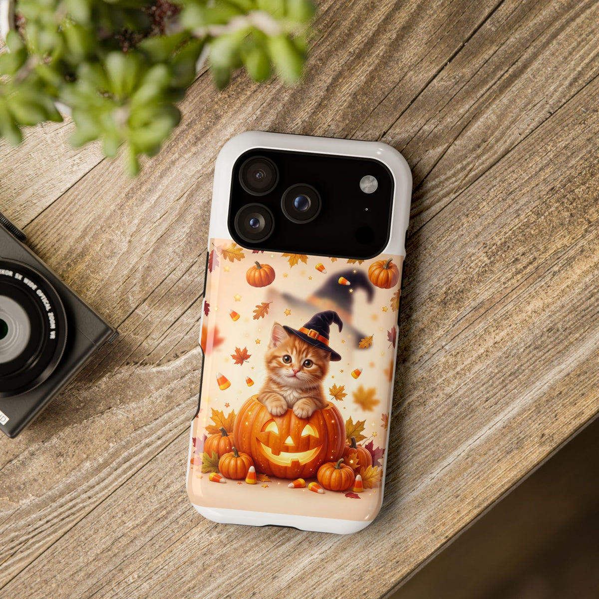 Halloween Kitty Pumpkin Phone Case — Magnetic Impact-Resistant