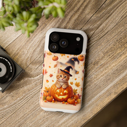 Halloween Kitty Pumpkin Phone Case — Magnetic Impact-Resistant