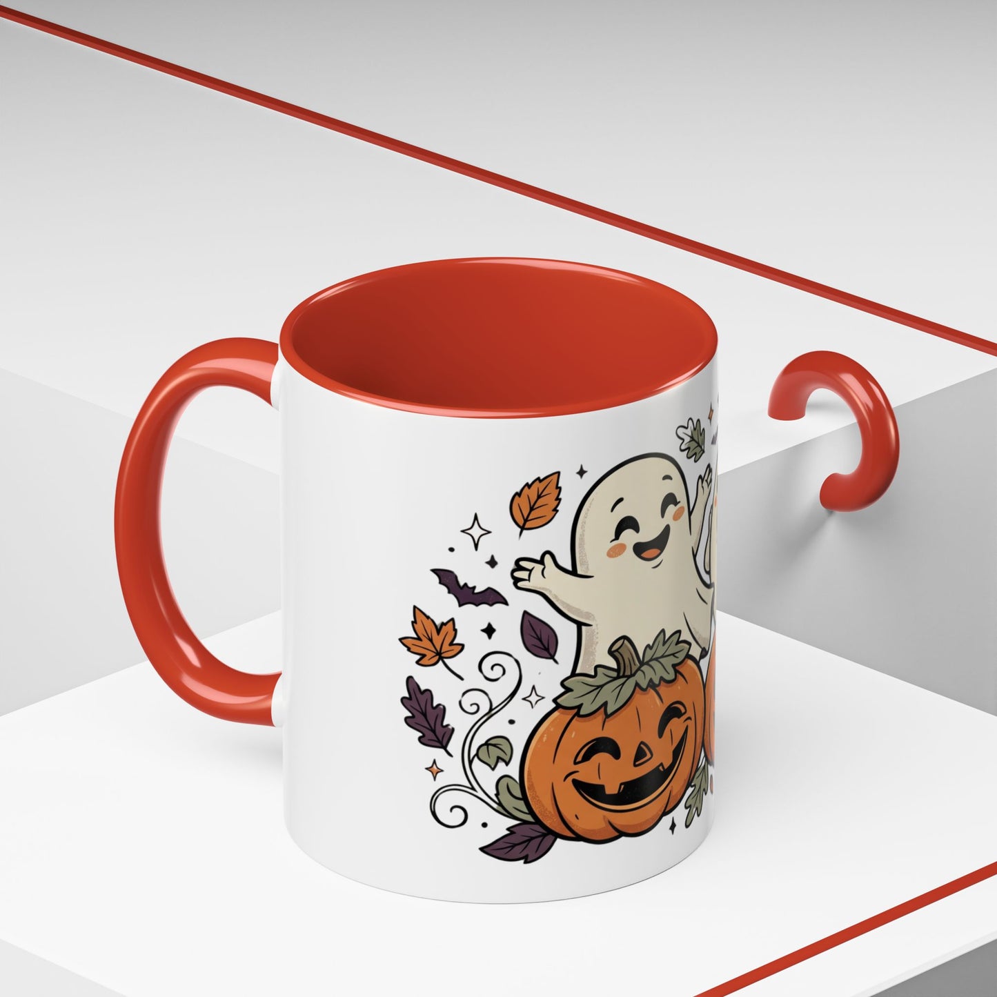 Halloween Ghosts & Pumpkins Coffee Mug — Cute Spooky Accent Mug (11/15oz)
