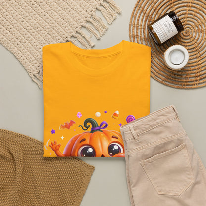 Halloween Pumpkin T‑Shirt — Happy Jack-O'-Lantern Candy Graphic Tee