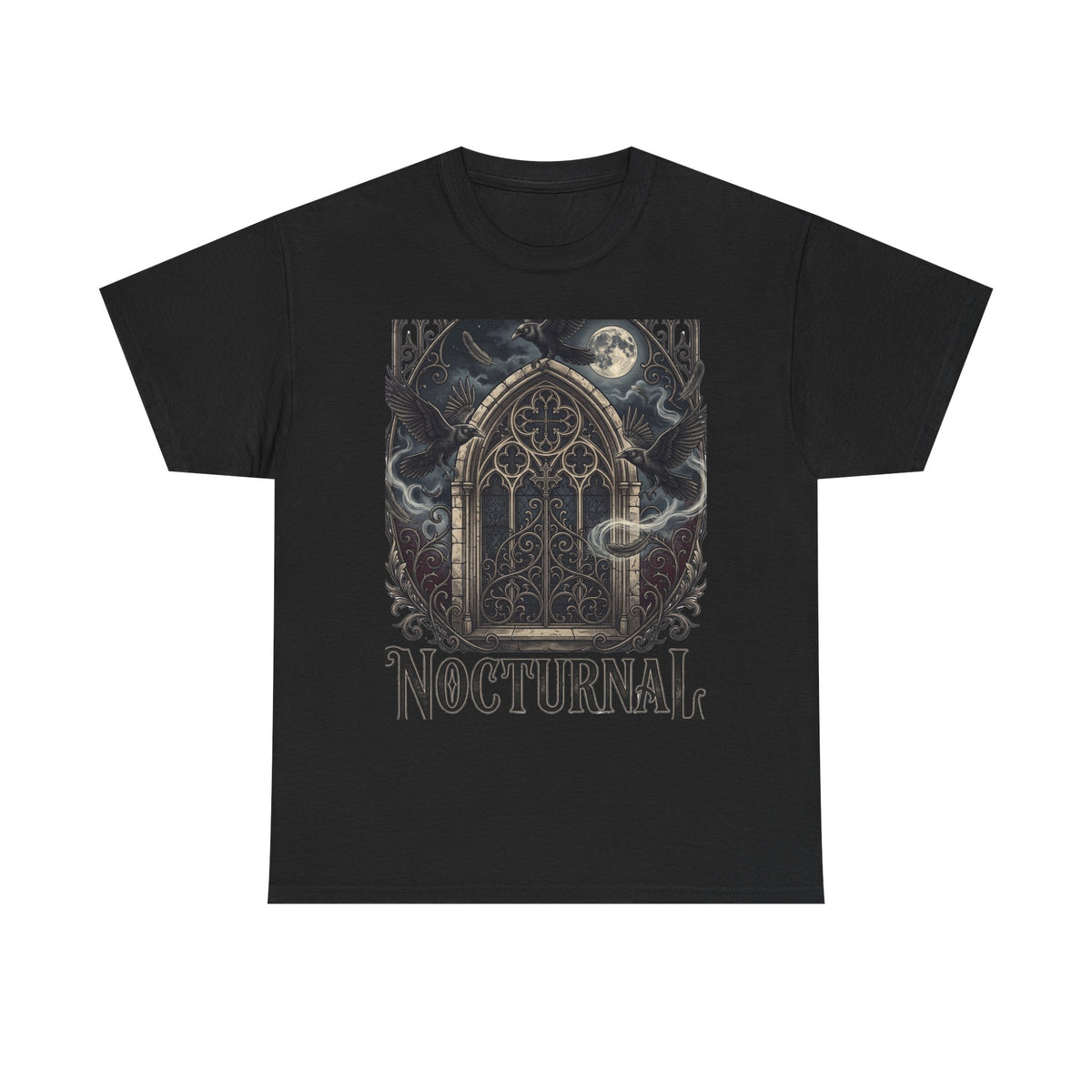 Nocturnal Gothic Tee — Moonlit Cathedral Night Owl Graphic T-Shirt