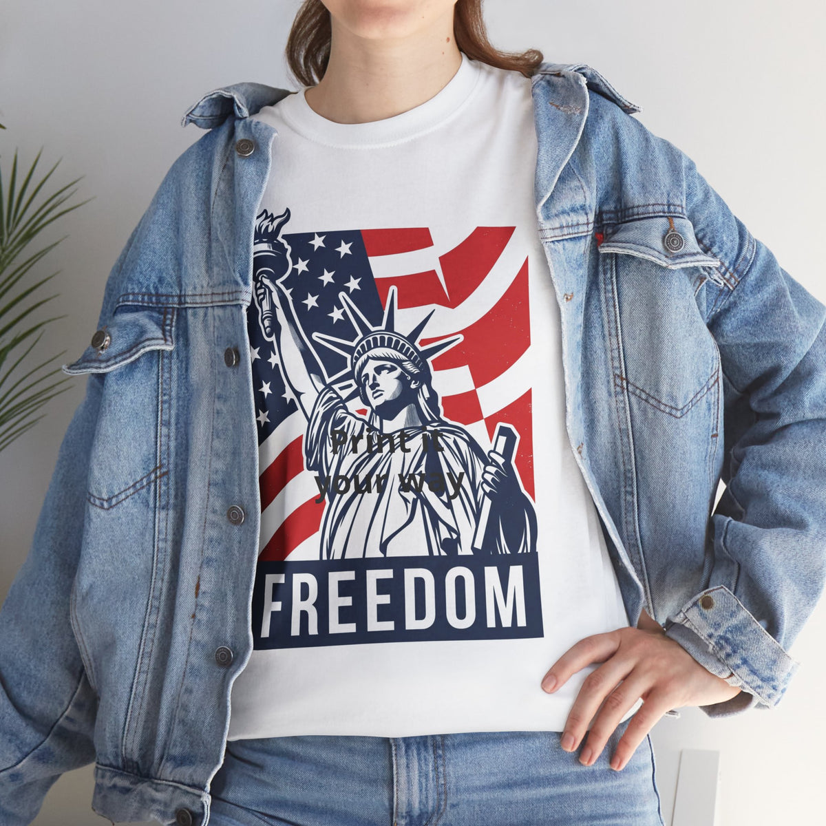 Freedom Statue T-Shirt — Patriotic USA Flag Tee (Statue of Liberty Design)