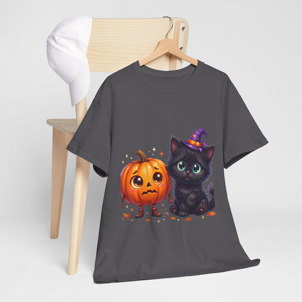 Halloween Black Kitten & Pumpkin T-Shirt