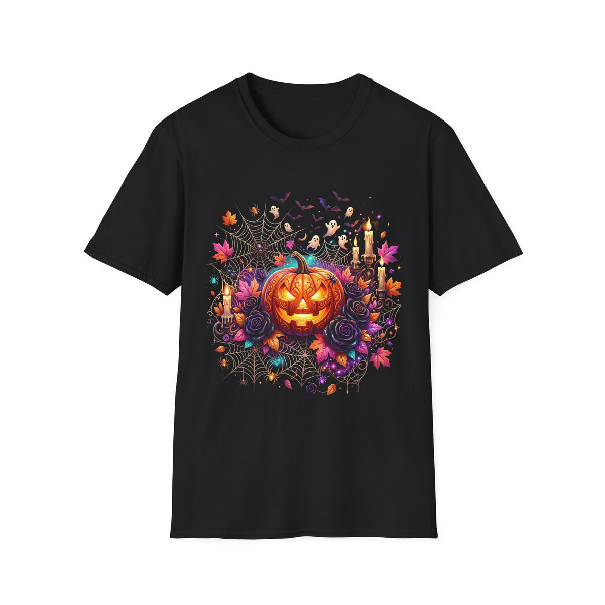 Jack-o'-Lantern Floral Halloween T-Shirt