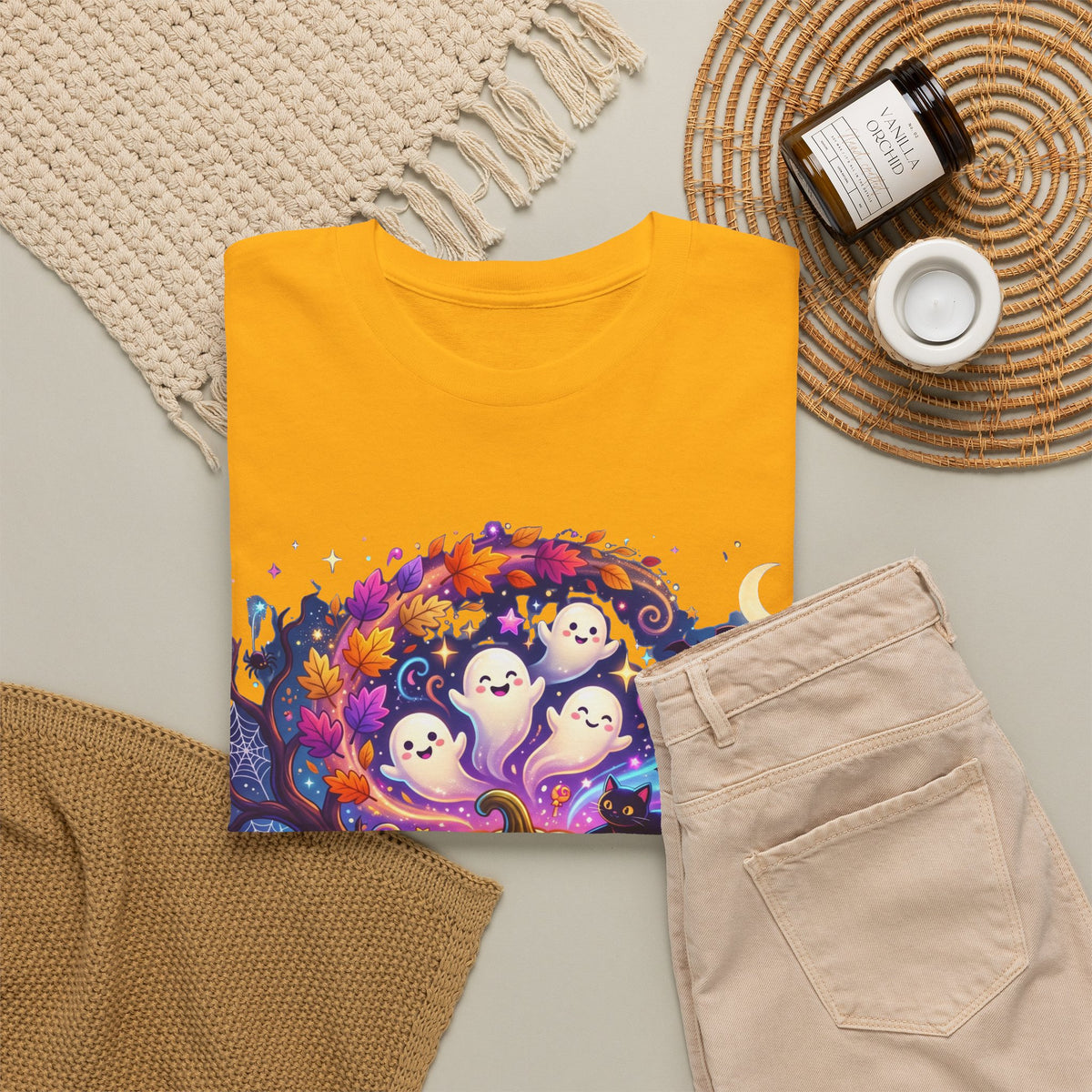 Halloween Pumpkin & Ghosts T-Shirt — Cute Spooky Jack-O'-Lantern Tee