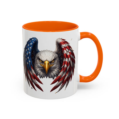 American Flag Eagle Coffee Mug – Patriotic Bald Eagle Accent Mug (11/15 oz)